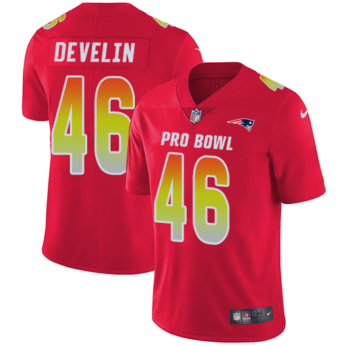 Nike Patriots #46 James Develin Red Men's Stitched NFL Limited AFC 2018 Pro Bowl Jersey